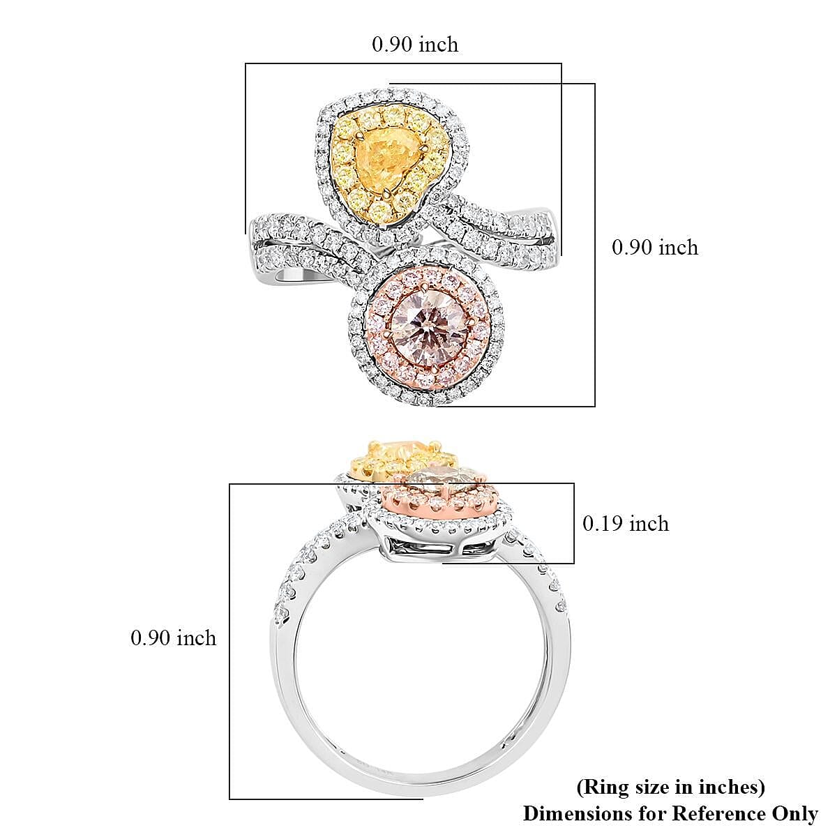 Modani 14K Yellow, White and Rose Gold Natural Yellow and White Diamond Ring (Size 10.0) 5.10 Grams 1.75 ctw image number 5