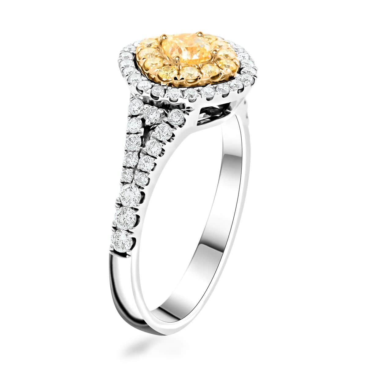 Modani 14K Yellow and White Gold Natural Yellow and White Diamond Ring (Size 8.0) 1.00 ctw image number 3