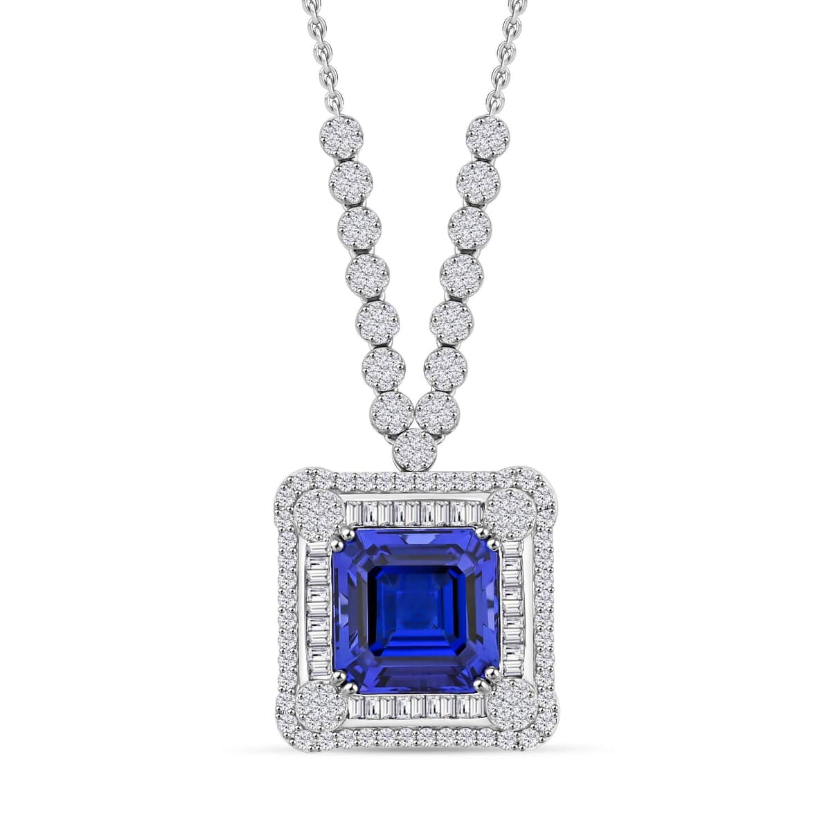Chairman Vault Collection Certified & Appraised Rhapsody 950 Platinum AAAA Tanzanite and E-F VS Diamond Pendant Necklace 18 Inches 26.90 Grams 21.40 ctw image number 0