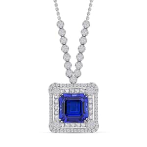 Chairman Vault Collection Certified & Appraised Rhapsody 950 Platinum AAAA Tanzanite and E-F VS Diamond Pendant Necklace 18 Inches 26.90 Grams 21.40 ctw