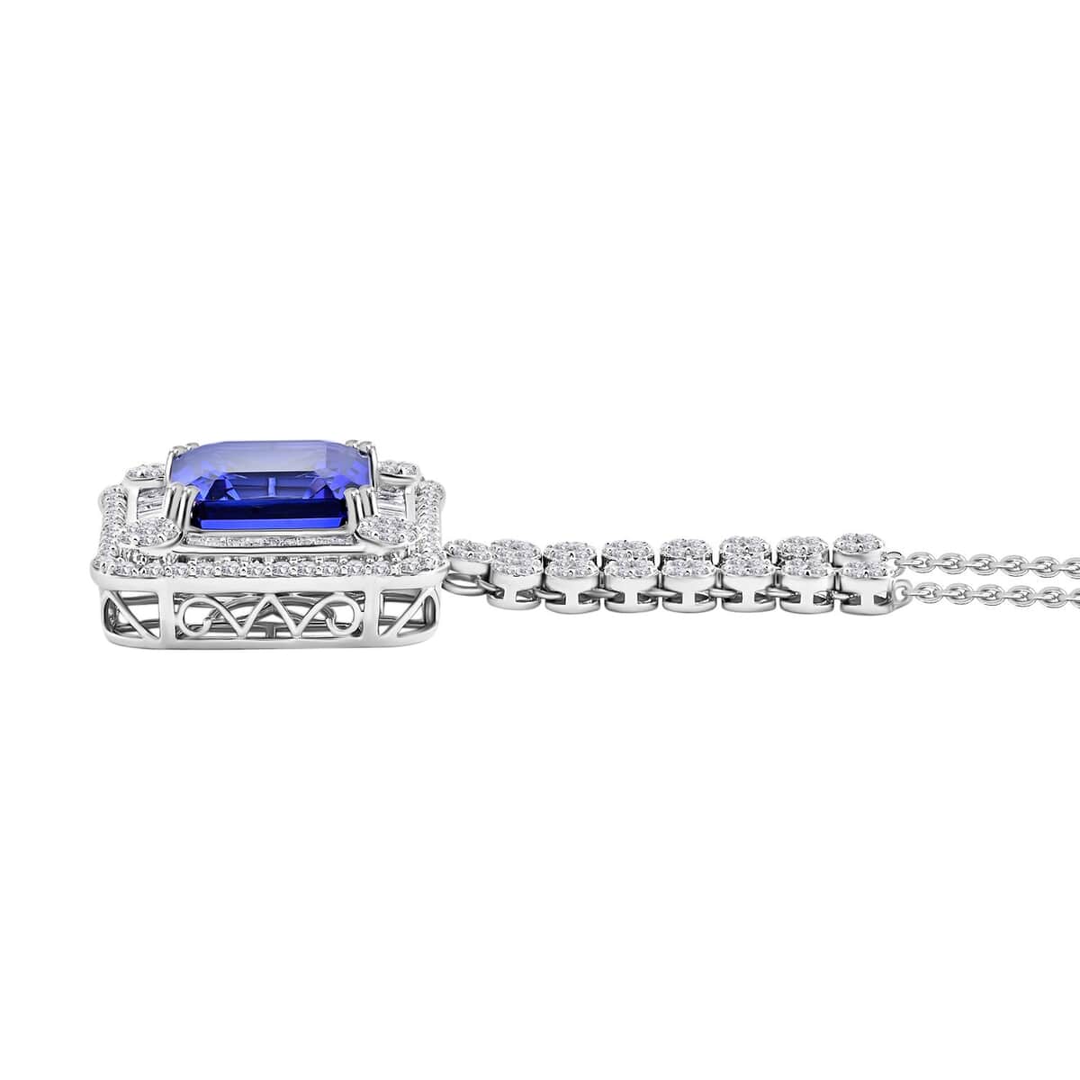 Chairman Vault Collection Certified & Appraised Rhapsody 950 Platinum AAAA Tanzanite and E-F VS Diamond Pendant Necklace 18 Inches 26.90 Grams 21.40 ctw image number 1