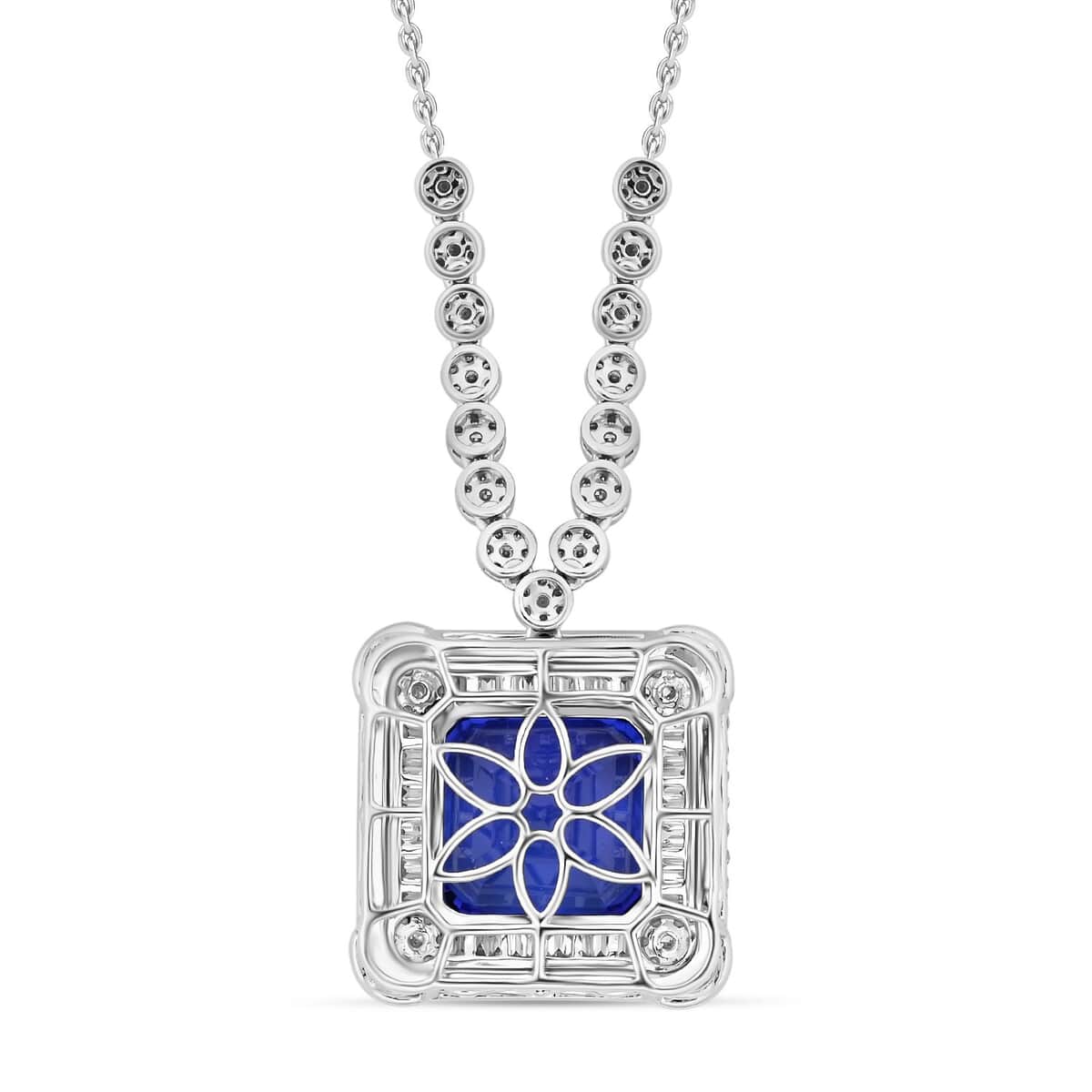 Chairman Vault Collection Certified & Appraised Rhapsody 950 Platinum AAAA Tanzanite and E-F VS Diamond Pendant Necklace 18 Inches 26.90 Grams 21.40 ctw image number 2