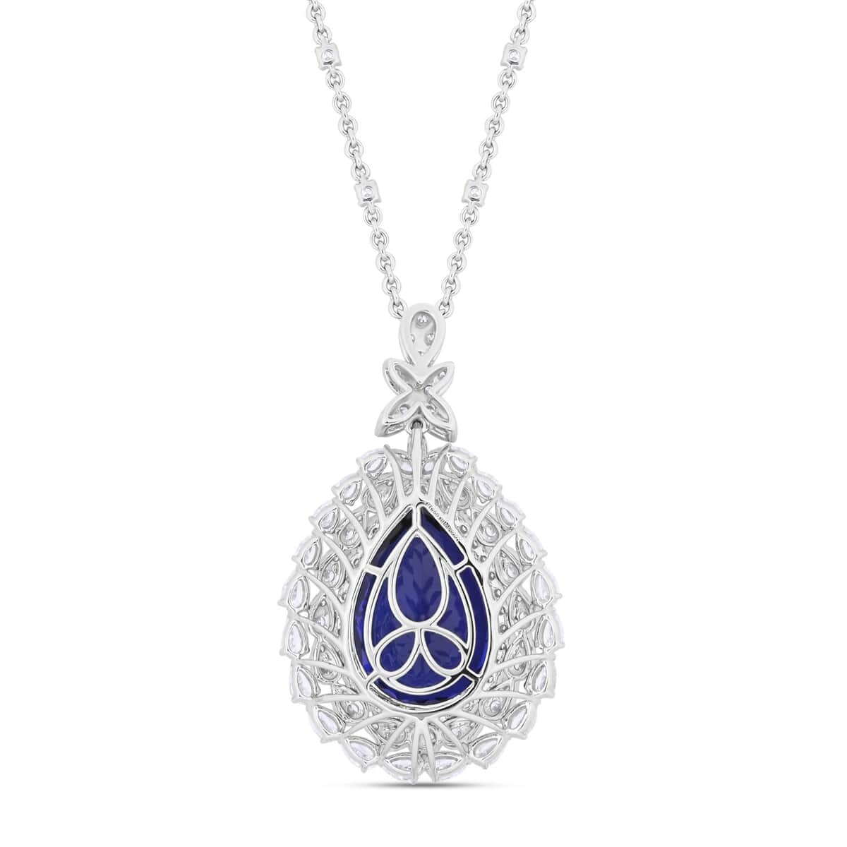 Chairman Vault Collection Certified & Appraised Rhapsody 950 Platinum AAAA Tanzanite and E-F VS Diamond Pendant Necklace 18 Inches 22.25 Grams 21.15 ctw image number 2