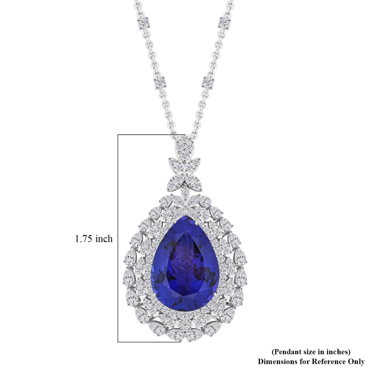 Chairman Vault Collection Certified & Appraised Rhapsody 950 Platinum AAAA Tanzanite and E-F VS Diamond Pendant Necklace 18 Inches 22.25 Grams 21.15 ctw image number 4