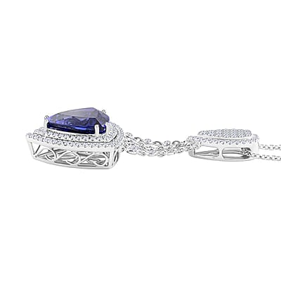 Chairman Vault Collection Certified & Appraised Rhapsody 950 Platinum AAAA Tanzanite and E-F VS Diamond Pendant Necklace 18 Inches 25.75 Grams 22.15 ctw