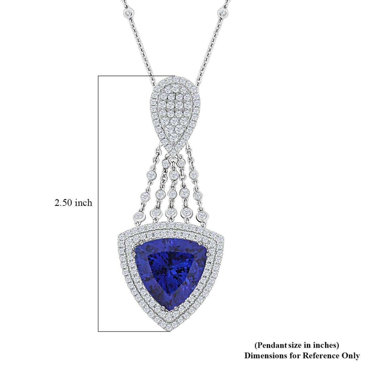 Chairman Vault Collection Certified & Appraised Rhapsody 950 Platinum AAAA Tanzanite and E-F VS Diamond Pendant Necklace 18 Inches 25.75 Grams 22.15 ctw image number 3