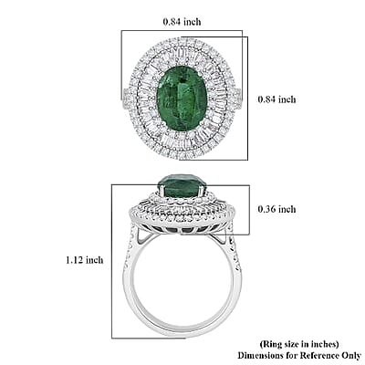 Chairman Vault Collection Certified & Appraised Rhapsody AAAA Kagem Zambian Emerald and E-F VS Diamond 5.40 ctw Ring in 950 Platinum (Size 7.0) 14.40 Grams