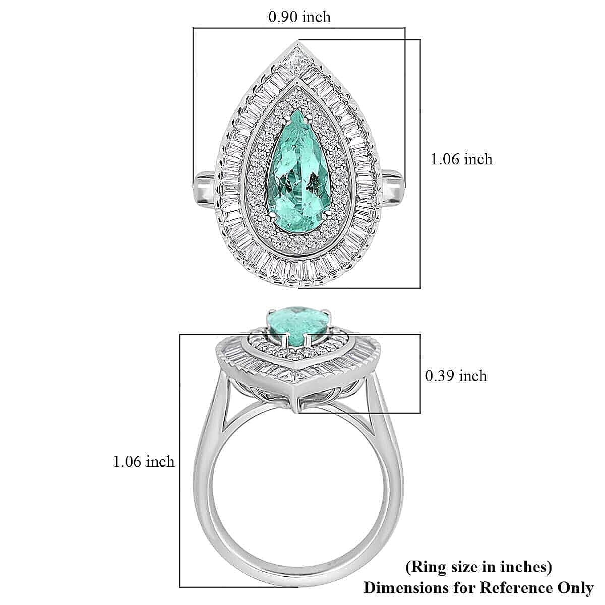 Chairman Vault Collection Certified & Appraised Rhapsody 950 Platinum AAAA Paraiba Tourmaline and E-F VS Diamond Ring (Size 7.0) 13.21 Grams 3.20 ctw