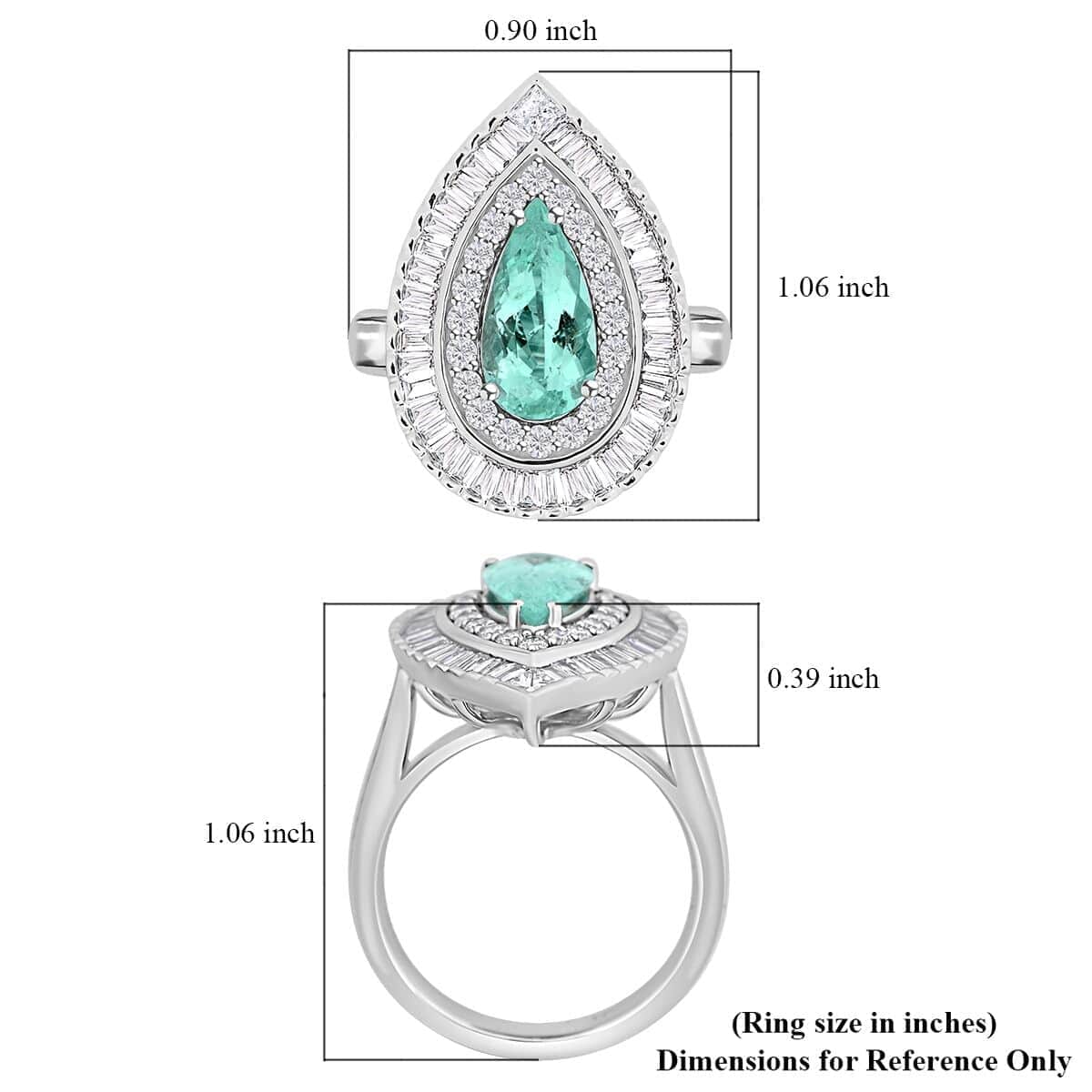 Chairman Vault Collection Certified & Appraised Rhapsody 950 Platinum AAAA Paraiba Tourmaline and E-F VS Diamond Ring (Size 7.0) 13.21 Grams 3.20 ctw image number 4