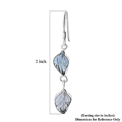 Indian Artistry Aquamarine Carved Leaf 9.10 ctw Earrings in Sterling Silver