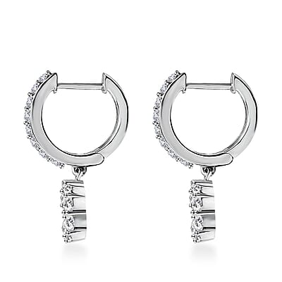 Moissanite Floral Earrings in Platinum Over Sterling Silver 2.10 ctw