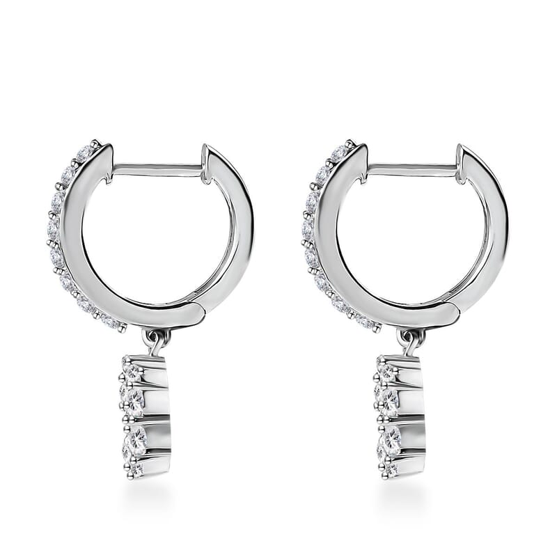 Moissanite Floral Earrings in Platinum Over Sterling Silver 2.10 ctw