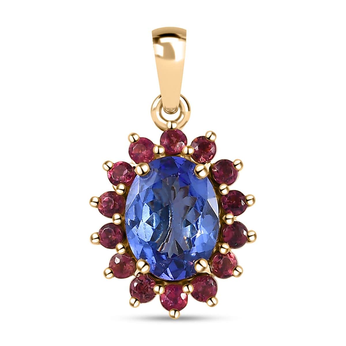 Luxoro Premium Tanzanite and Ofiki Rubellie 1.65 ctw Patriotic Pride Pendant in 10K Yellow Gold image number 0