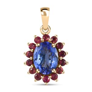 Luxoro Premium Tanzanite and Ofiki Rubellie 1.65 ctw Patriotic Pride Pendant in 10K Yellow Gold