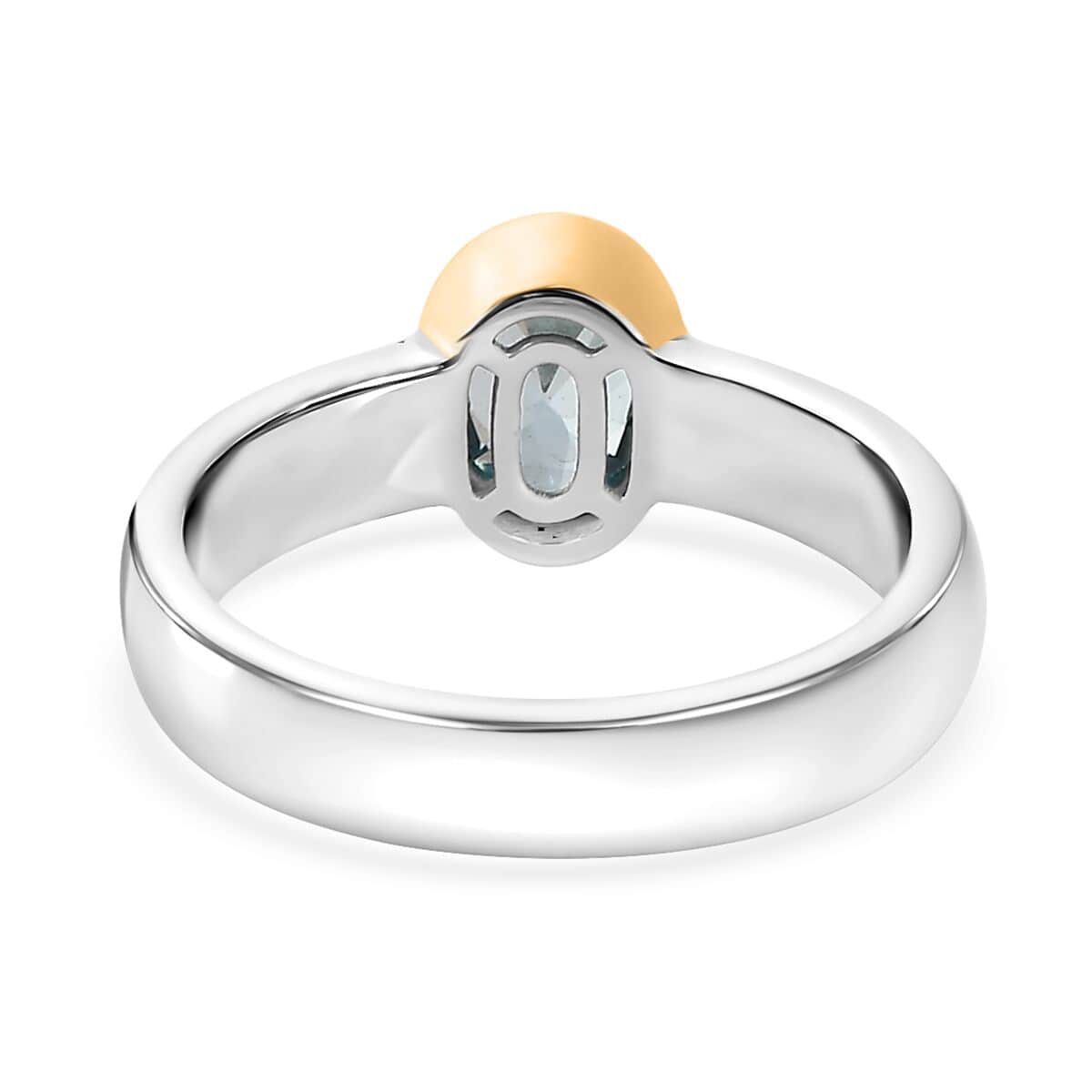 Cambodian Blue Zircon Solitaire Ring in Vermeil YG and Platinum Over Sterling Silver (Size 6) 1.25 ctw image number 4