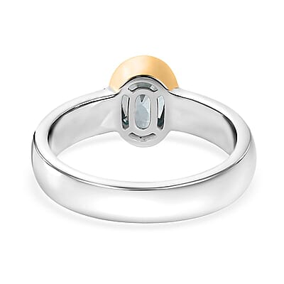 Cambodian Blue Zircon Solitaire Ring in Vermeil YG and Platinum Over Sterling Silver (Size 10.0) 1.25 ctw