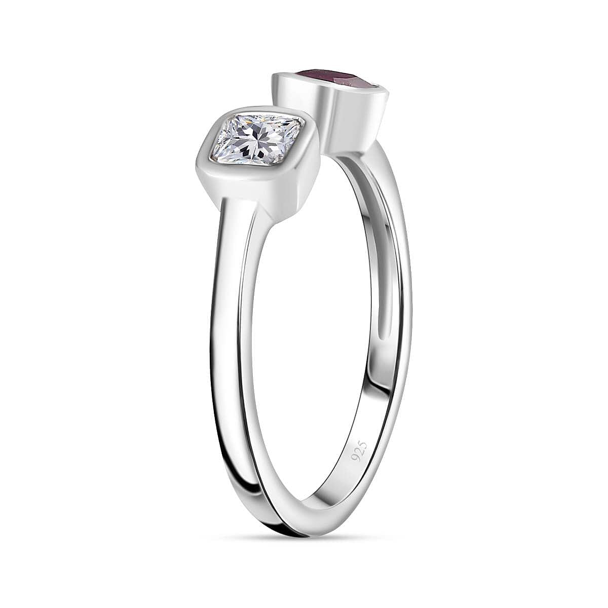 Moissanite 0.85 ctw Ring in Platinum Over Sterling Silver (Size 10.0)