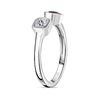Moissanite 0.85 ctw Ring in Platinum Over Sterling Silver (Size 10.0)