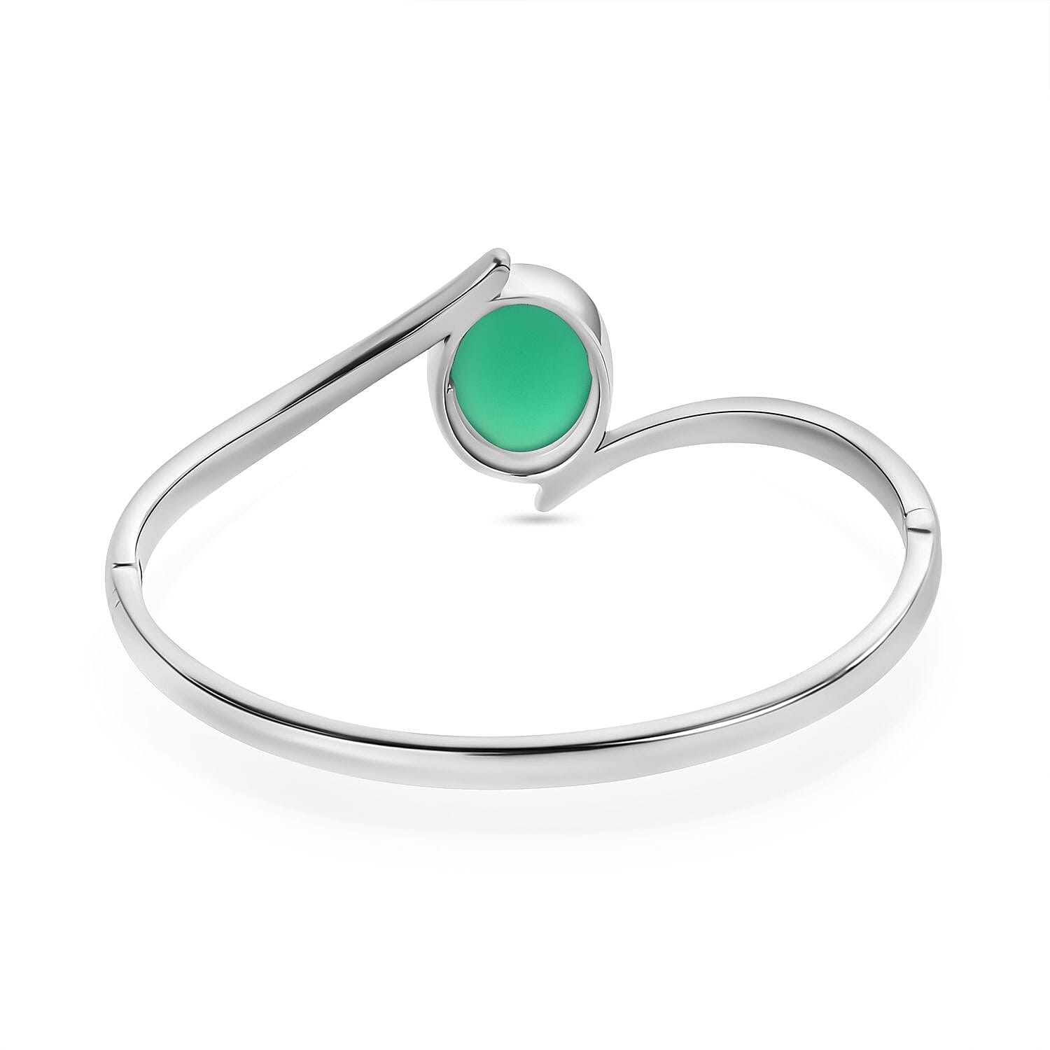 Green Onyx 18.00 ctw Bangle Bracelet in Stainless Steel (7.50 In)