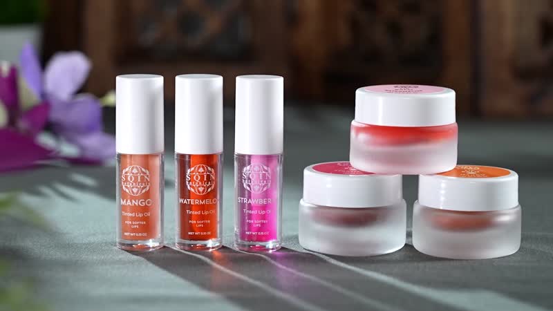 Set of 6 Lip Balm and Lip Oils - Mango, Strawberry & Passionfruit - 10ml