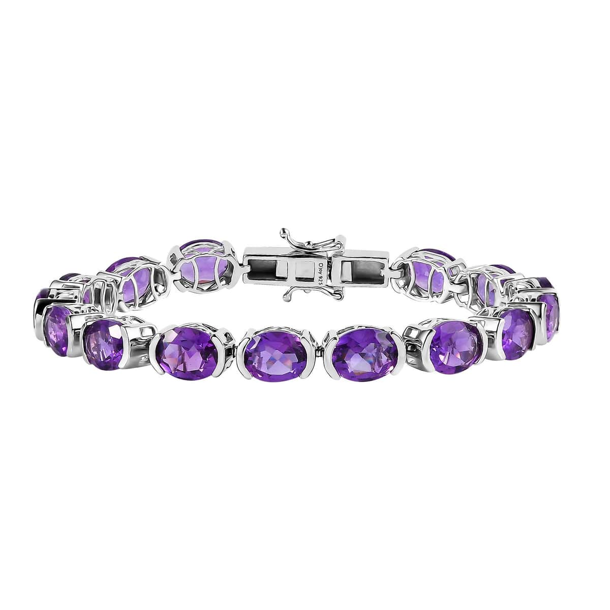 Premium African Amethyst Tennis Bracelet in Platinum Over Sterling Silver (7.25 In) 25.75 ctw image number 0