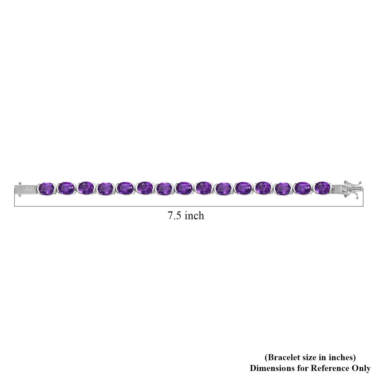 Premium African Amethyst Tennis Bracelet in Platinum Over Sterling Silver (7.25 In) 25.75 ctw image number 4