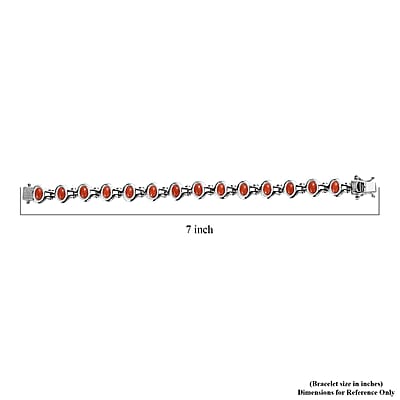 D'Joy Mediterranean Coral and White Zircon Link Bracelet in Platinum Over Sterling Silver (6.50 In) 9.60 ctw