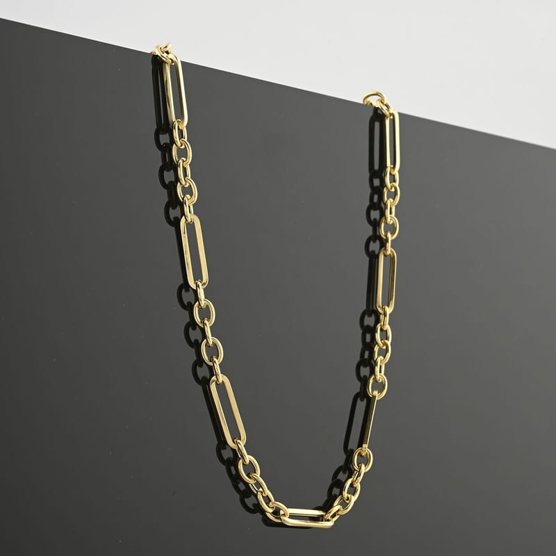 Italian 10K Yellow Gold T-Bar Necklace 20 Inches 4.40 Grams