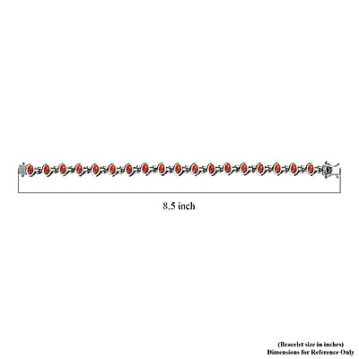 Mediterranean Coral and White Zircon Link Bracelet in Platinum Over Sterling Silver (8.00 In) 10.75 ctw