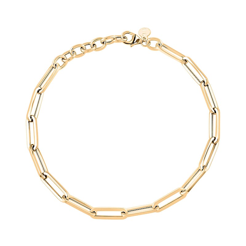 Italian 10K Yellow Gold Paperclip Bracelet (7-8In) 1.60 Grams