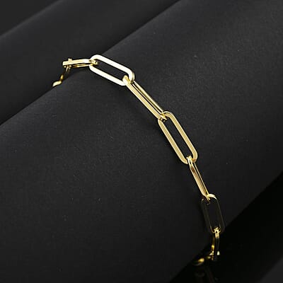 Italian 10K Yellow Gold Paperclip Bracelet (7-8In) 1.60 Grams