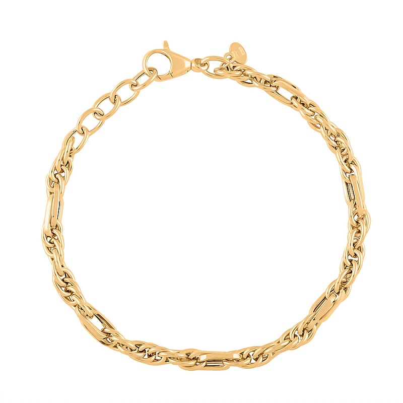 Italian 10K Yellow Gold Figaro Bracelet (7-8In) 3.50 Grams