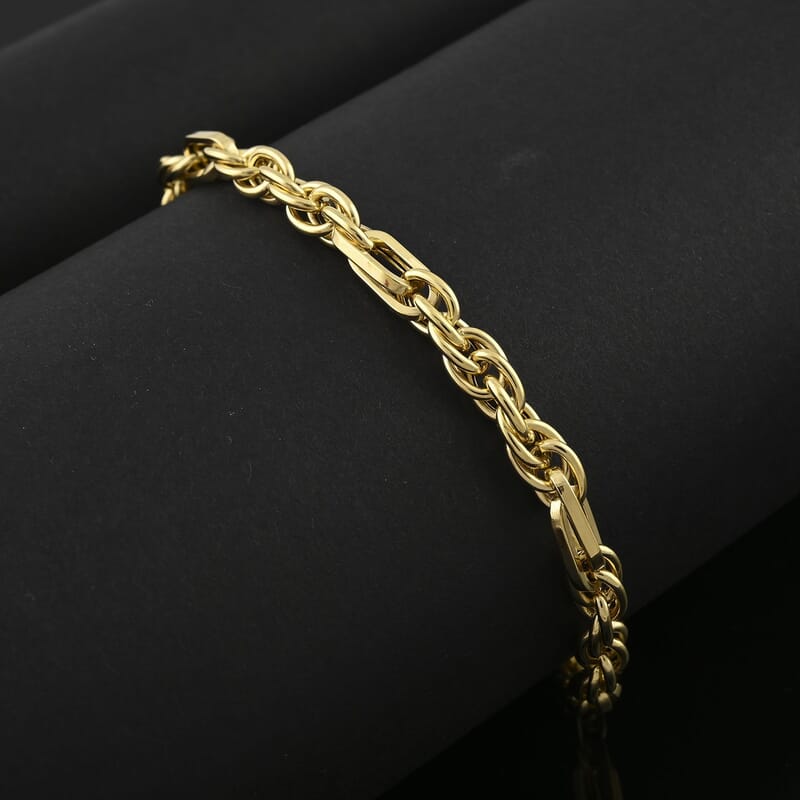 Italian 10K Yellow Gold Figaro Bracelet (7-8In) 3.50 Grams