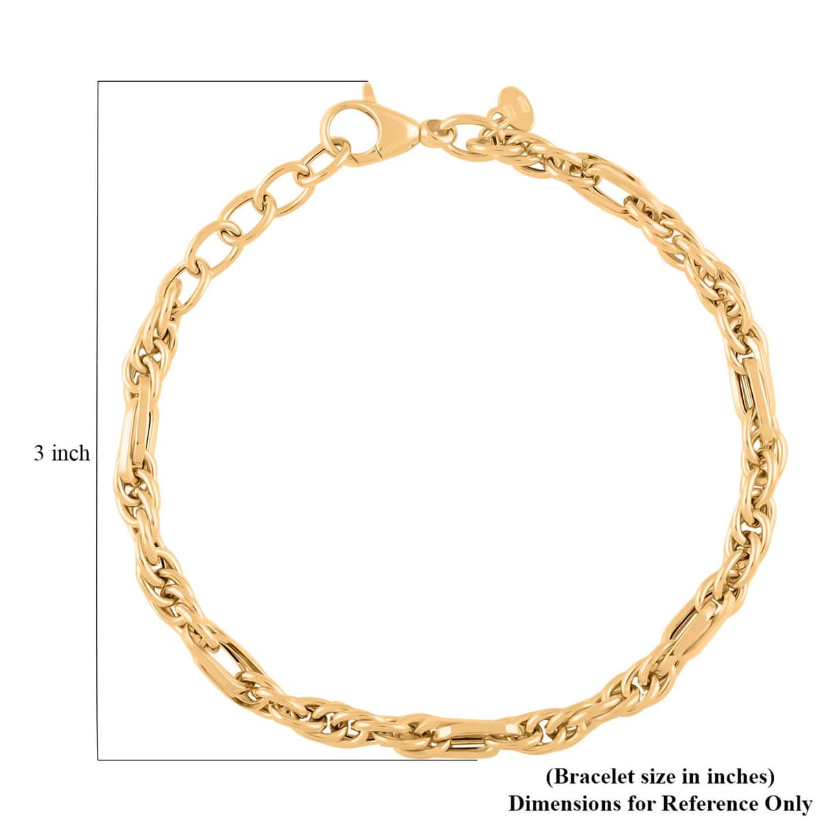 Italian 10K Yellow Gold Figaro Bracelet (7-8In) 3.50 Grams image number 3