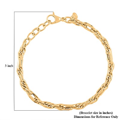 Italian 10K Yellow Gold Figaro Bracelet (7-8In) 3.50 Grams