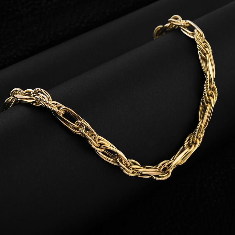 Italian 10K Yellow Gold Wave Torchon Necklace 18-20 Inches 11.05 Grams
