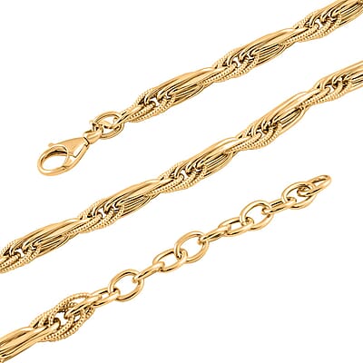 Italian 10K Yellow Gold Wave Torchon Necklace 18-20 Inches 11.05 Grams