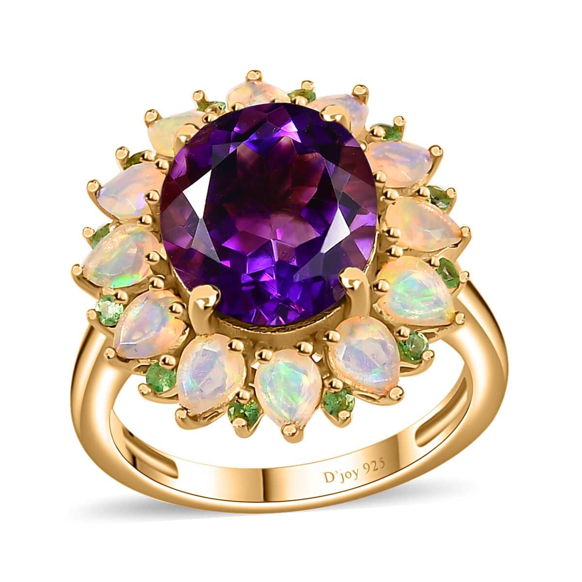 AAA Moroccan Amethyst, Multi Gemstone Floral Ring in Vermeil YG Over Sterling Silver (Size 7.0) 6.00 ctw image number 0