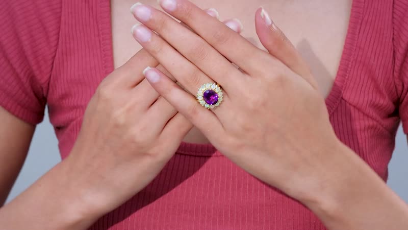 AAA Moroccan Amethyst, Multi Gemstone Floral Ring in Vermeil YG Over Sterling Silver (Size 7.0) 6.00 ctw
