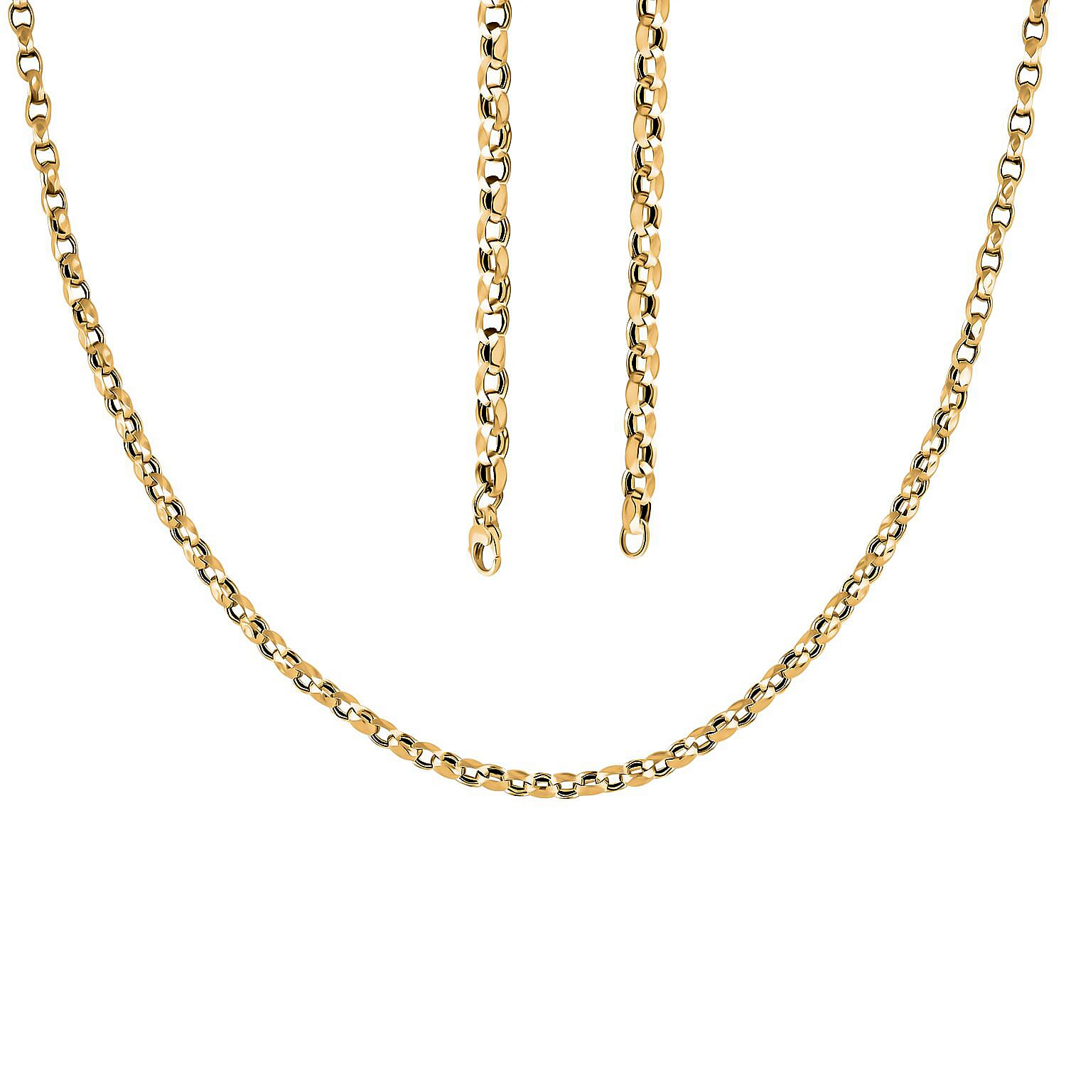 Italian 10K Yellow Gold Concave Mirror Oval Rolo Necklace 22 Inches 10.58 Grams