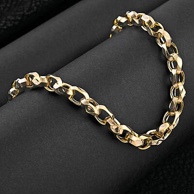Italian 10K Yellow Gold Concave Mirror Oval Rolo Necklace 22 Inches 10.58 Grams