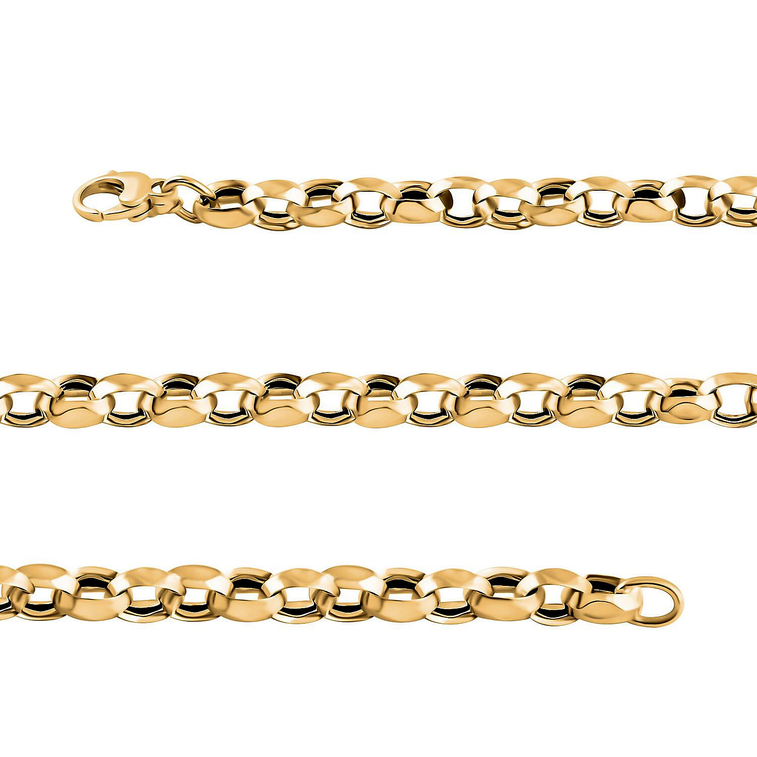 Italian 10K Yellow Gold Concave Mirror Oval Rolo Necklace 22 Inches 10.58 Grams