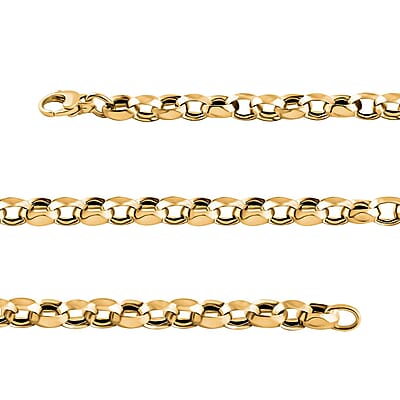 Italian 10K Yellow Gold Concave Mirror Oval Rolo Necklace 22 Inches 10.58 Grams