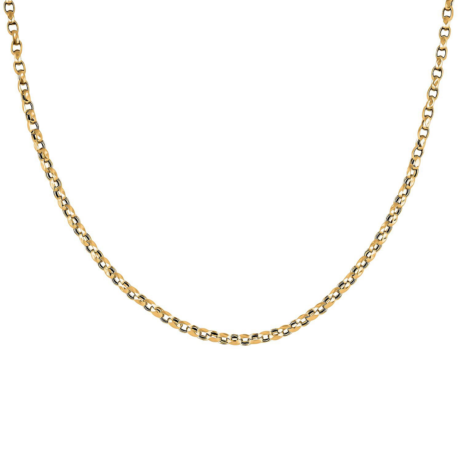 Italian 10K Yellow Gold Concave Mirror Oval Rolo Necklace 22 Inches 10.58 Grams
