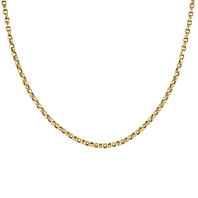 Italian 10K Yellow Gold Concave Mirror Oval Rolo Necklace 22 Inches 10.58 Grams