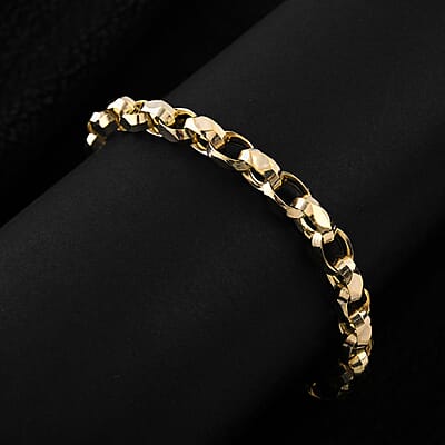 Italian Concave Mirror Oval Rolo Bracelet in 10K Yellow Gold (8.50 In) 4.50 Grams