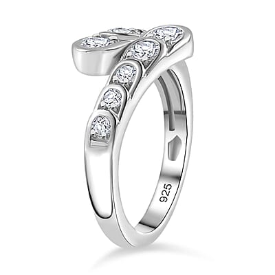 Moissanite Ring in Rhodium Over Sterling Silver (Size 8.0) 0.80 ctw
