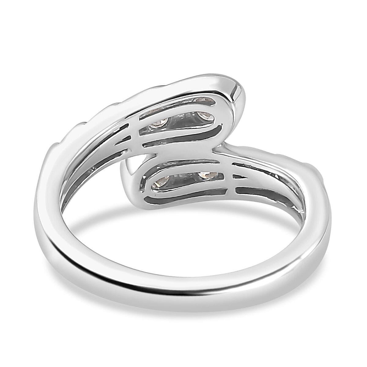 Moissanite Ring in Rhodium Over Sterling Silver (Size 8.0) 0.80 ctw