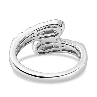 Moissanite Ring in Rhodium Over Sterling Silver (Size 8.0) 0.80 ctw