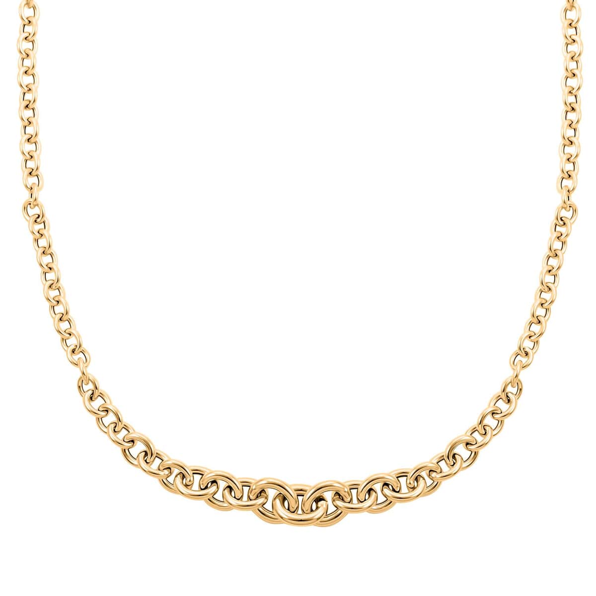 Italian Graduated Oval Rolo Necklace in 10K Yellow Gold 6.95 Grams 18-20 Inches image number 0